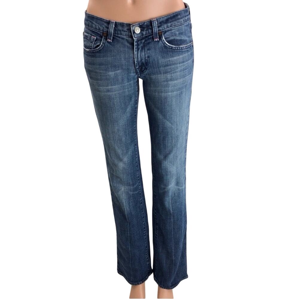 7 For All Mankind Pink Stitch Original Bootcut Jeans Premium Denim Mid Rise 27 - Picture 3 of 16